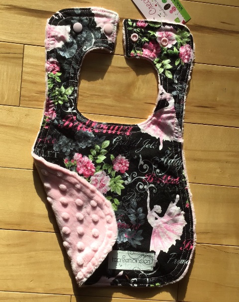 Bib--Prima Ballerina on Blush minky