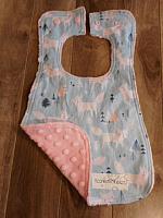 Bib--Ice Silver Fox on Blush minky