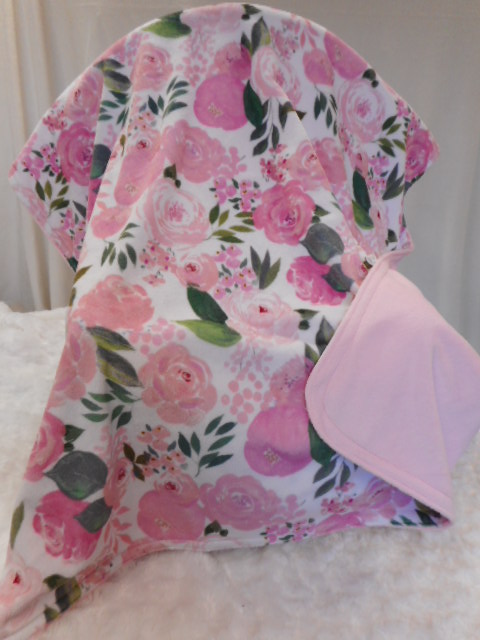 Cuddle--Rose Floral on Blush minky