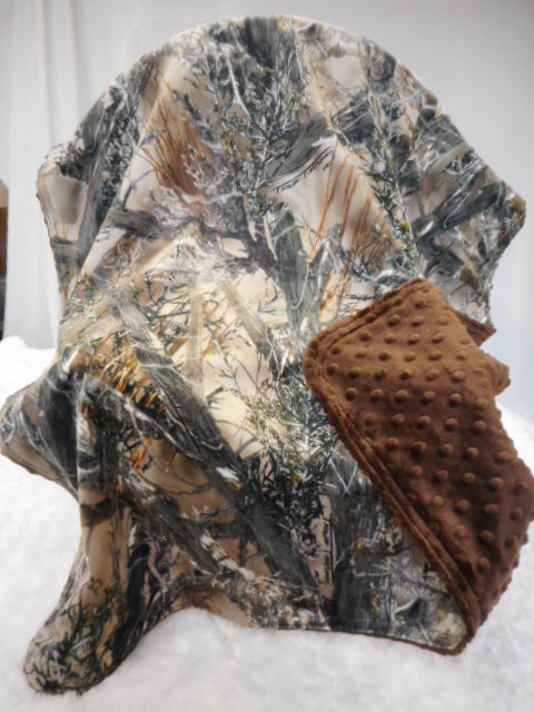 Cuddle--Tree Camo on Brown minky