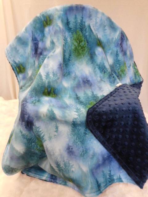 Cuddle--Multi Forest Mist on Navy minky