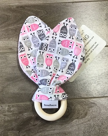 BunnyEars--Girly Owls w blush minky