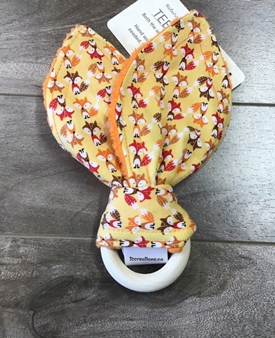 BunnyEars--Tiny Foxes w orange minky