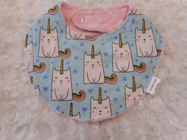 Droolie--Caticorns on Blush minky