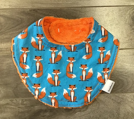 Droolie--Fabulous Foxes on Orange minky