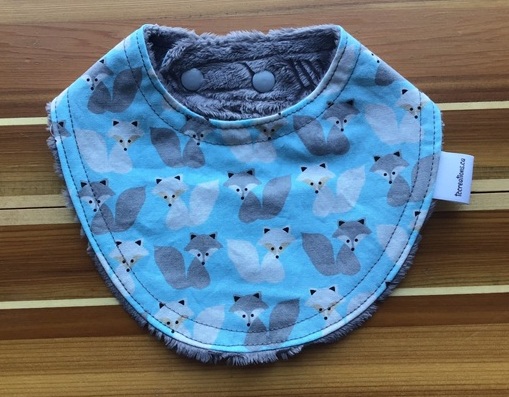 Droolie--Grey White Foxes on Charcoal minky