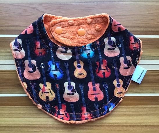 Droolie--Groovy Guitars on Orange minky