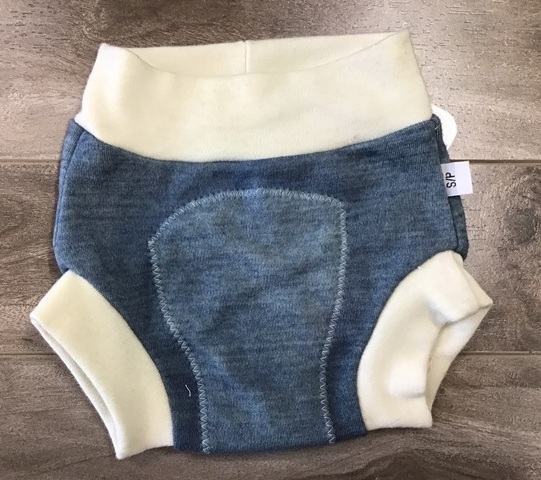 Wool Soaker--Small Denim & Cream